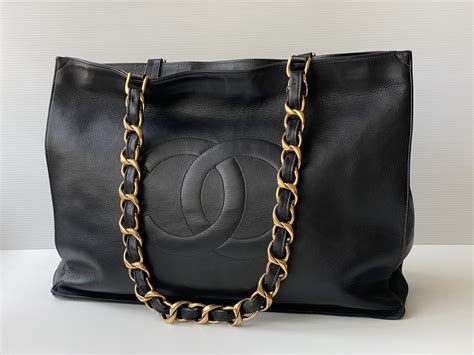 chanel black cloth bag|authentic Chanel shopping bag.